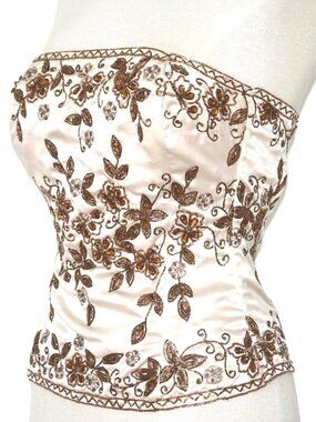 JASDEE Vintage BustierCorset HandWork GottaThread Embroidery OnSatin Style F3128